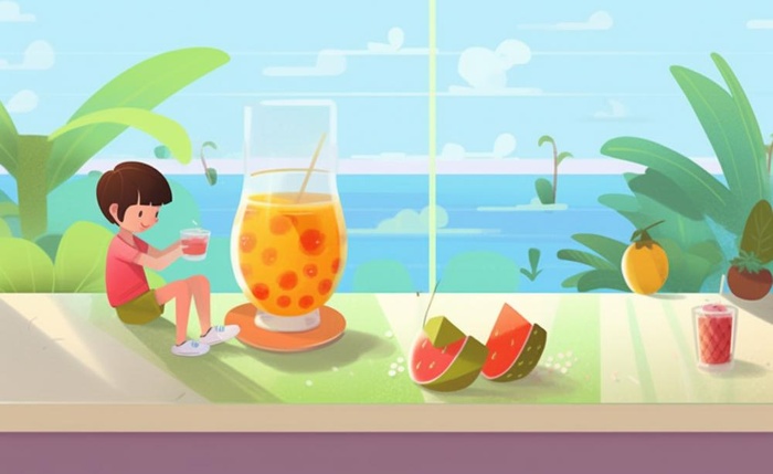 孩子们水果饮料玩耍背景(1408x864)