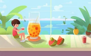 孩子们水果饮料玩耍背景