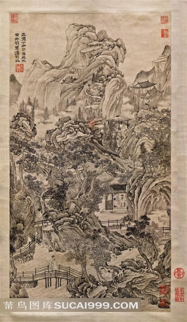 明 谢时臣 仿王蒙山水图  58.5X31.2cm 南京博物院
