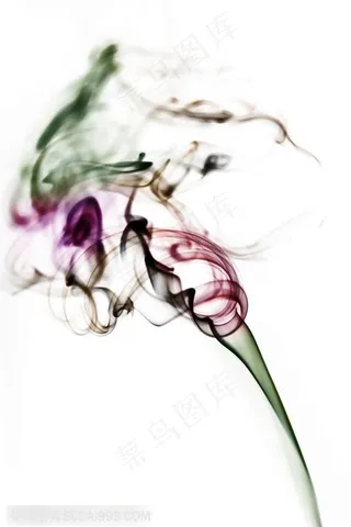 彩色烟雾-绿、紫烟雾飘带特写