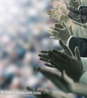 多个双手鼓掌动作特写