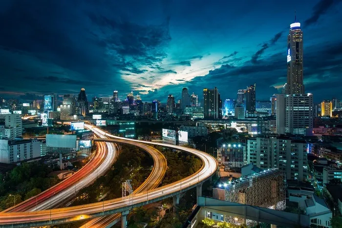 城市高速路建筑风景画