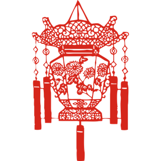 红色节日灯笼剪纸