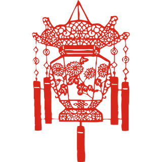 红色节日灯笼剪纸