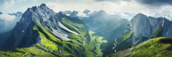 崇山峻岭巍峨的山脉摄影图(5664x1872)