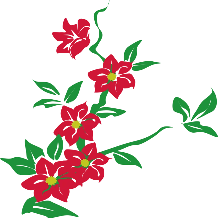 红色枝头花朵免扣装饰元素