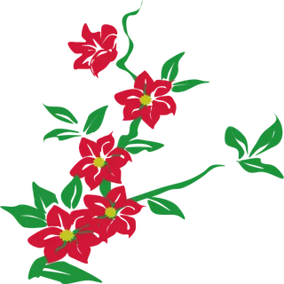 红色枝头花朵免扣装饰元素