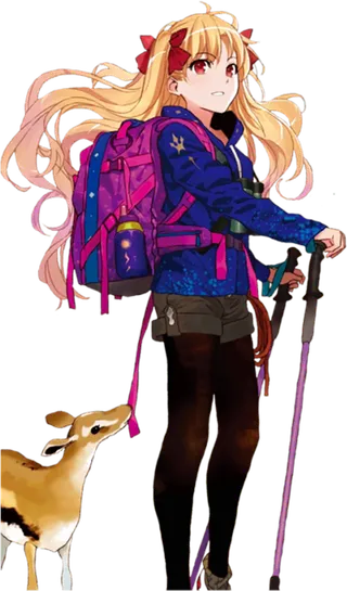 旅游女孩人物素材蓝色卡通