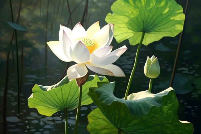 绿色简约荷花摄影背景图