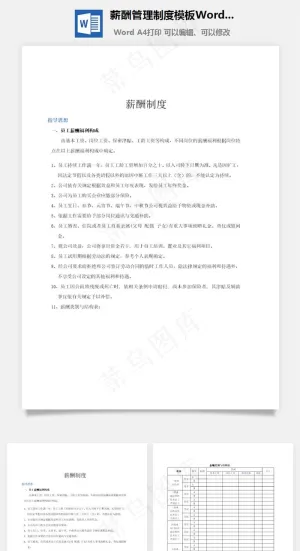薪酬管理制度模板Word文档