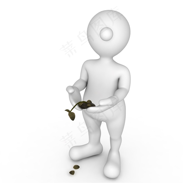 3D小人白色小人拿墨镜