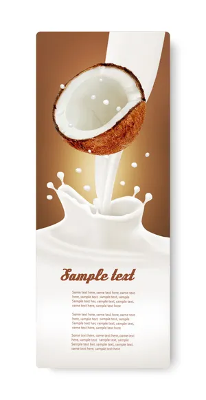 椰子水果牛奶不干胶标签瓶贴纸