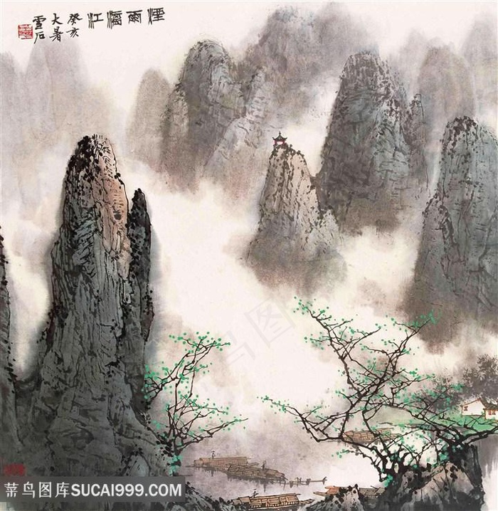 白雪石巍峨山脉高清美景装饰画