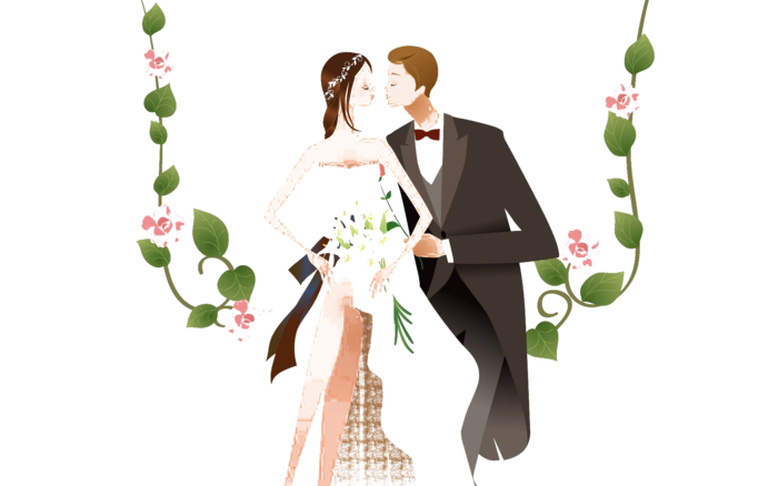 婚纱卡通人物婚礼白纱结婚婚纱摄影手绘