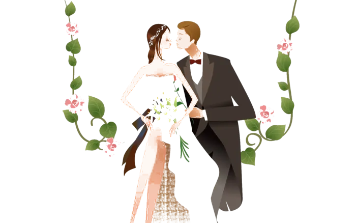 婚纱卡通人物婚礼白纱结婚婚纱摄影手绘