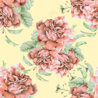 手绘红色牡丹花底纹背景高清图片