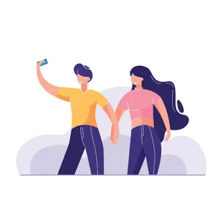 自拍/人物场景插画