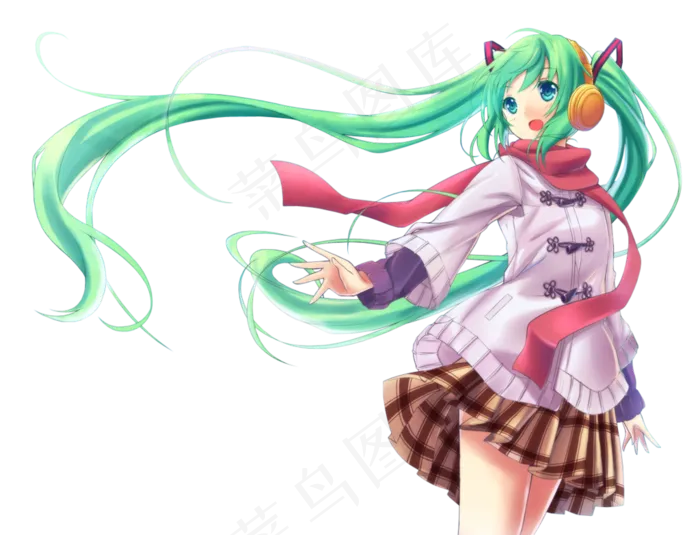 卡通动漫美女初音手绘素材