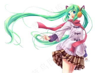 卡通动漫美女初音手绘素材