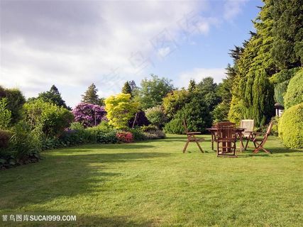 园林里的桌椅高清图