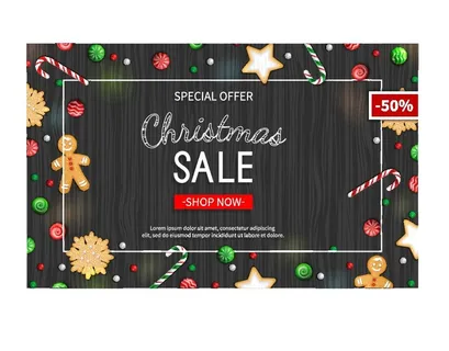 圣诞节圣诞树圣诞老人闪亮装饰电商促销折扣海报