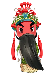 卡通京剧戏剧人物脸谱插画PNG图片 国潮中国风Q版戏剧人物PS素材