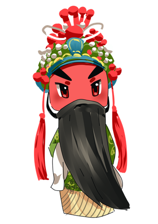 卡通京剧戏剧人物脸谱插画PNG图片 国潮中国风Q版戏剧人物PS素材