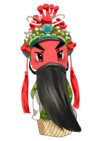 卡通京剧戏剧人物脸谱插画PNG图片 国潮中国风Q版戏剧人物PS素材