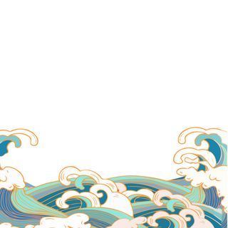 中国风国潮插画海浪波浪背景装饰浪花图案元素