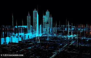 创意模拟3d城市线条高清图片