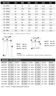 裤子黑色尺码表尺码模板