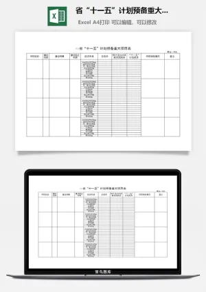 省“十一五”计划预备重大项目表excel模板