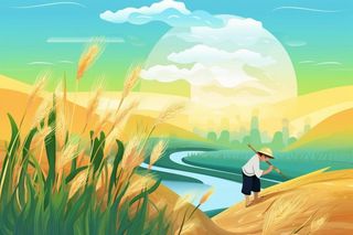 小麦国潮清新节气背景