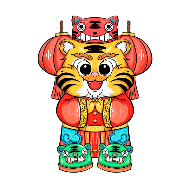 PNG免扣2022虎年新年春节元旦卡通老虎形象图片插画PSD设计素材psd模版下载