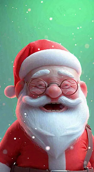 卡通圣诞老人雪花冬天，圣诞节