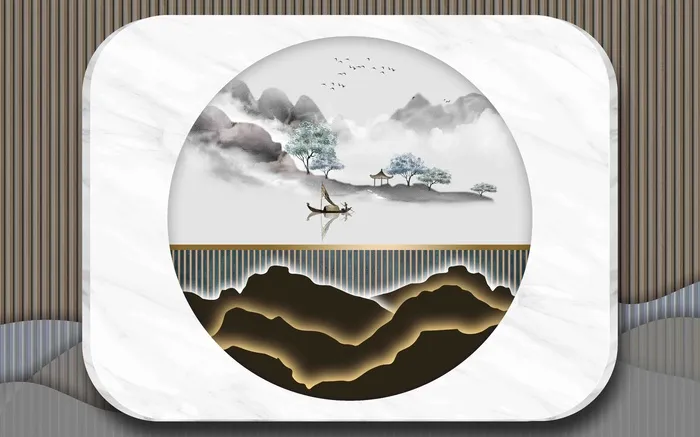 新中式背景墙psd模版下载