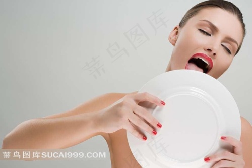 清纯美女吃东西写真素材