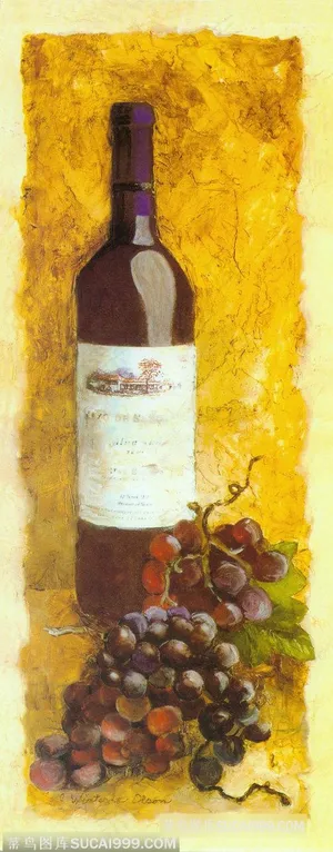 葡萄酒葡萄油画装饰画