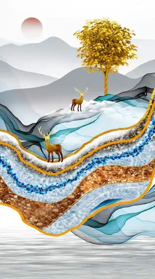 水墨山水抽象玄关