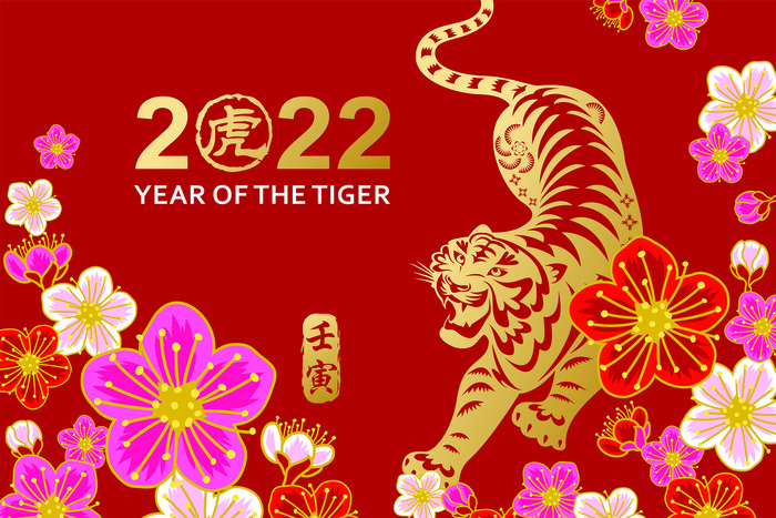 红色背景剪纸虎年吉祥海报2