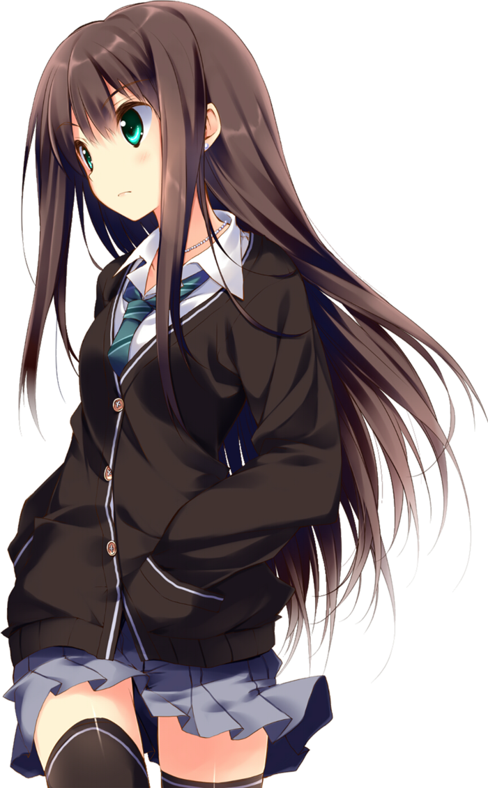 长发黑衣女孩素材卡通简笔