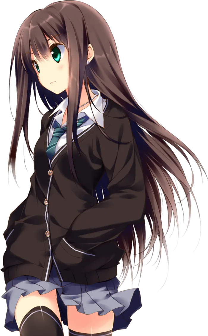 长发黑衣女孩素材卡通简笔