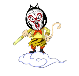 卡通京剧戏剧人物脸谱插画PNG图片 国潮中国风Q版戏剧人物PS素材