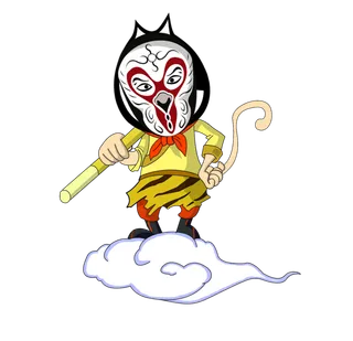 卡通京剧戏剧人物脸谱插画PNG图片 国潮中国风Q版戏剧人物PS素材