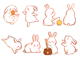 中秋节卡通兔子免抠PNG.PSD