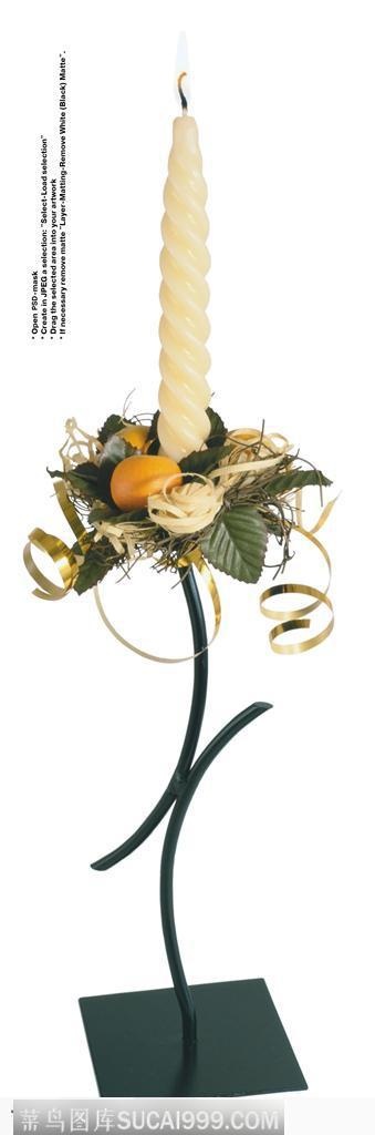 节日饰品-白色蜡烛