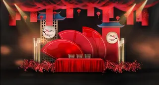 红色中式传统婚礼迎宾区效果图