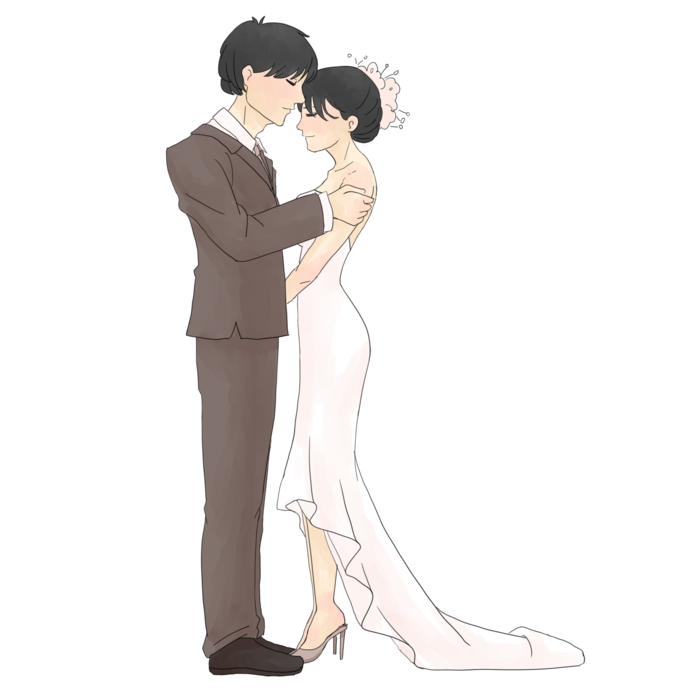 婚纱卡通人物婚礼白纱结婚婚纱摄影手绘