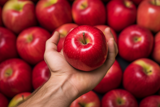 手握红苹果水果摄影图