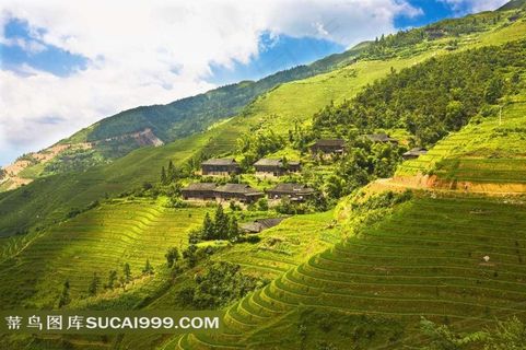 桂林龙胜龙脊梯田村落素材